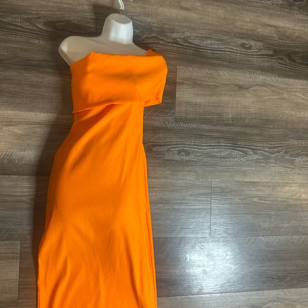 Zara Strapless Dress in Vibrant Orange